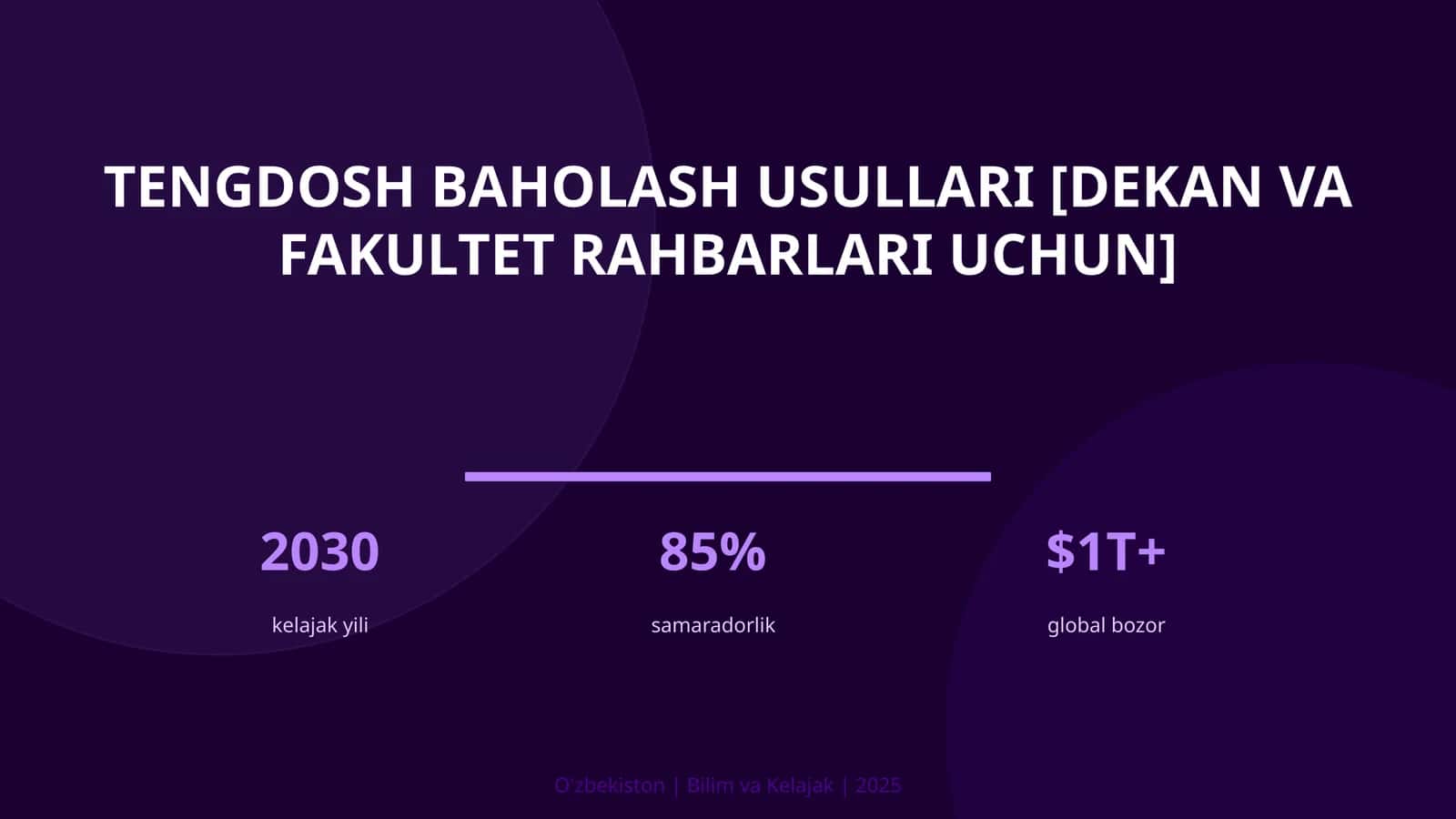 Tengdosh baholash usullari [dekan va fakultet rahbarlari uchun] 1