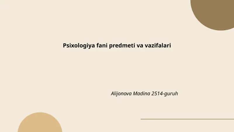Psixologiya fani predmeti va vazifalari 1