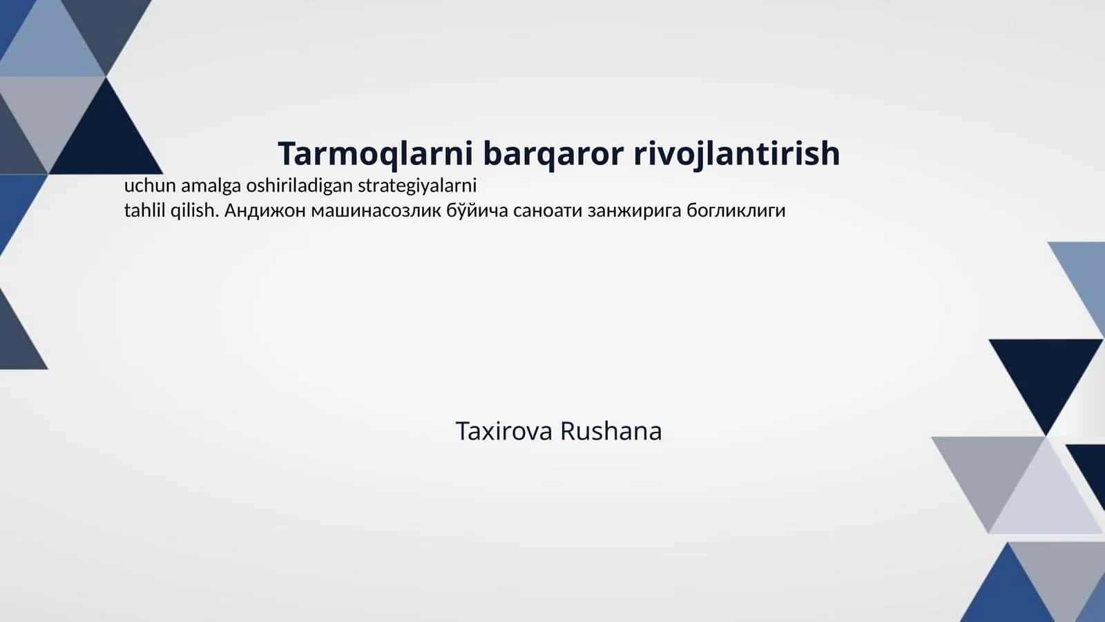 Tarmoqlarni barqaror rivojlantirish 1