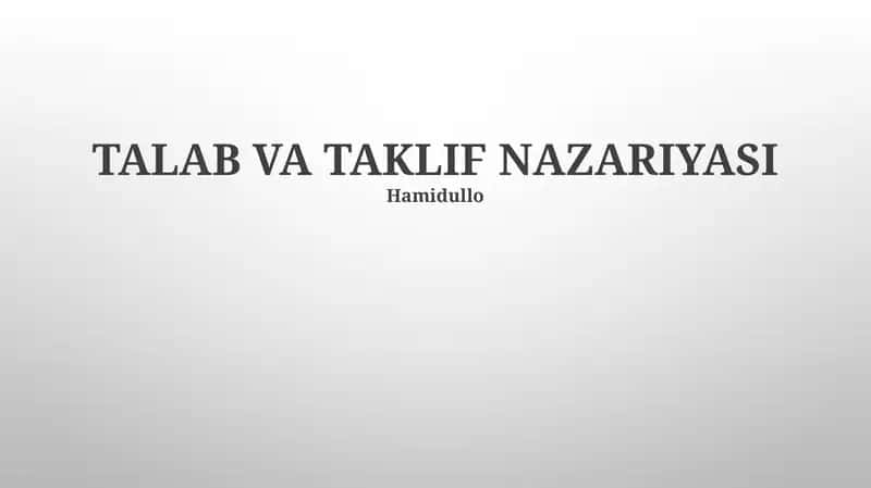 Talab Va Taklif Nazariyasi 1