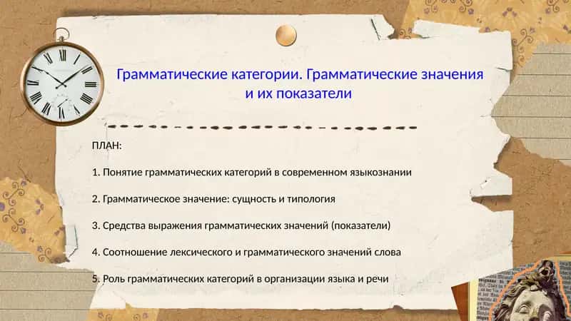 Грамматические категории. Грамматические значения и их показатели + 20тест, 12 вопрос и глоссарий 1