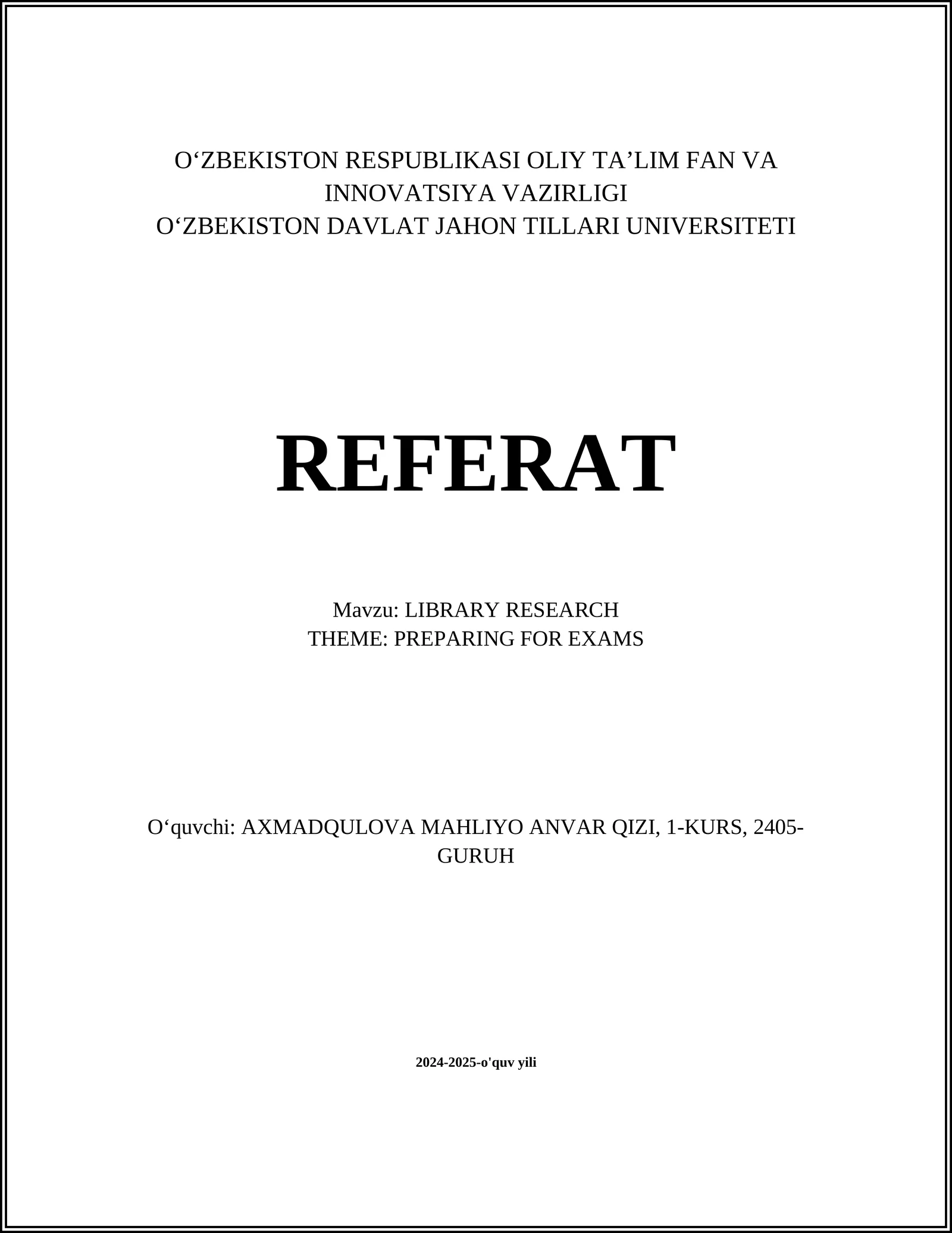 LIBRARY RESEARCH 1