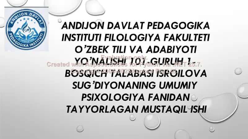 Yetuklik davri va keksalik davrining psixologik xususiyatlari 1
