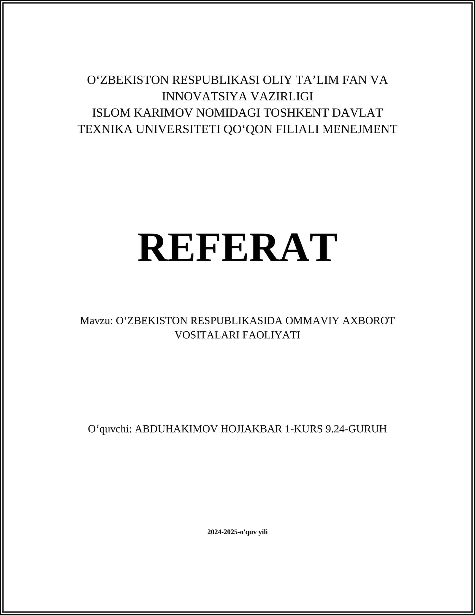 O'zbekistonda Omaviy Axbarot Vositalari Faoliyati 1