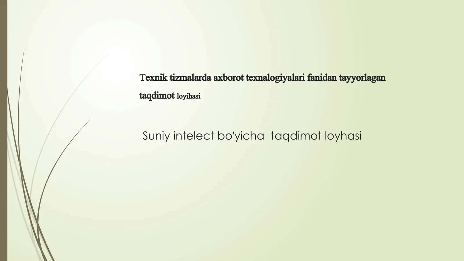 Sun'iy Intellekt bo'yicha taqdimot 1