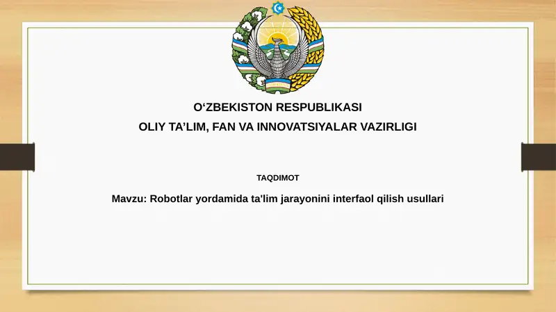 Robototexnikaning interaktiv usullari 1