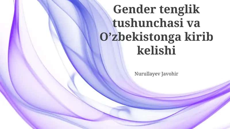 Gender tengligi tushunchasi 1