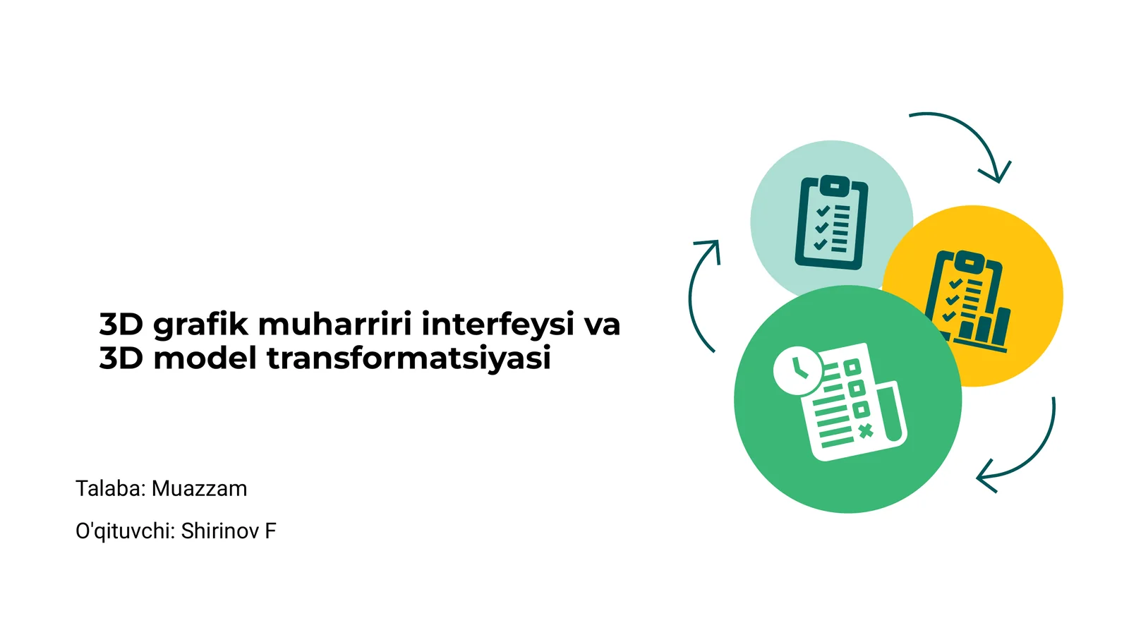 3D grafik muharriri interfeysi va 3D model transformatsiyasi 1