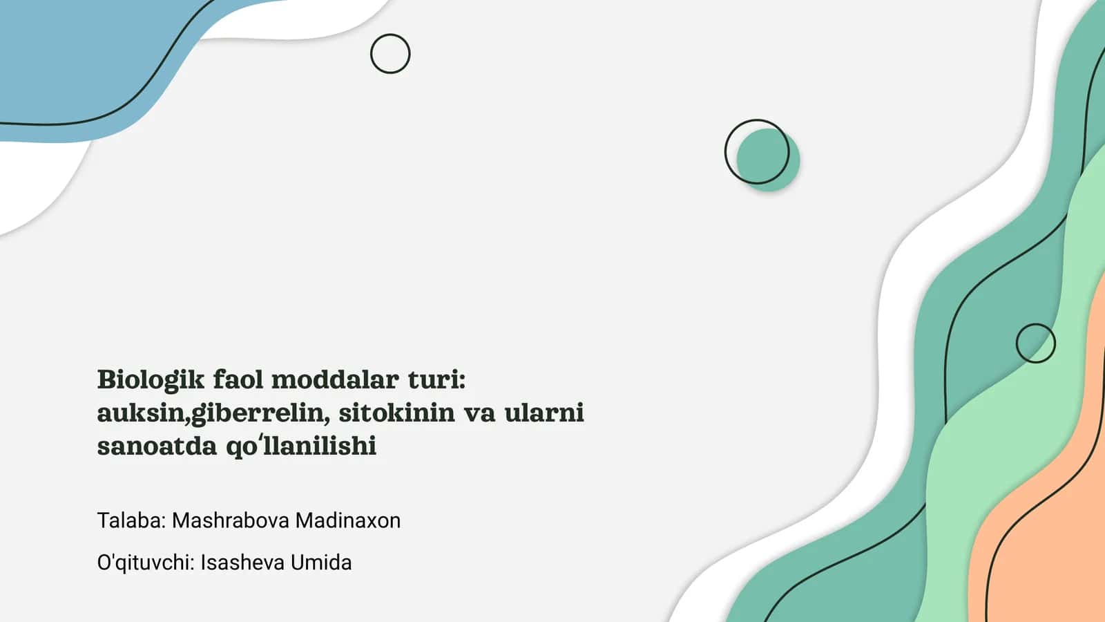Biologik faol moddalar turi: Auksin, giberrelin, sitokinin va ularni sanoatda qoʻllanilishi 1