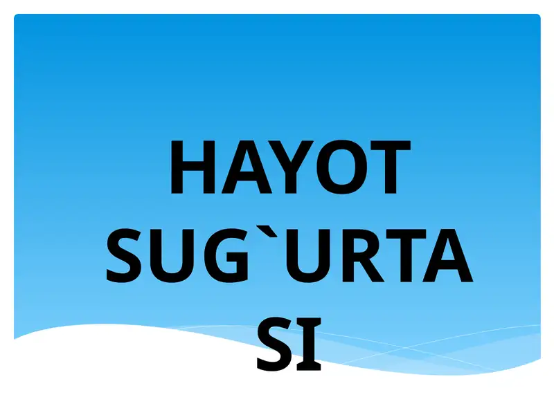 Hayot Sug`urtasi. 1