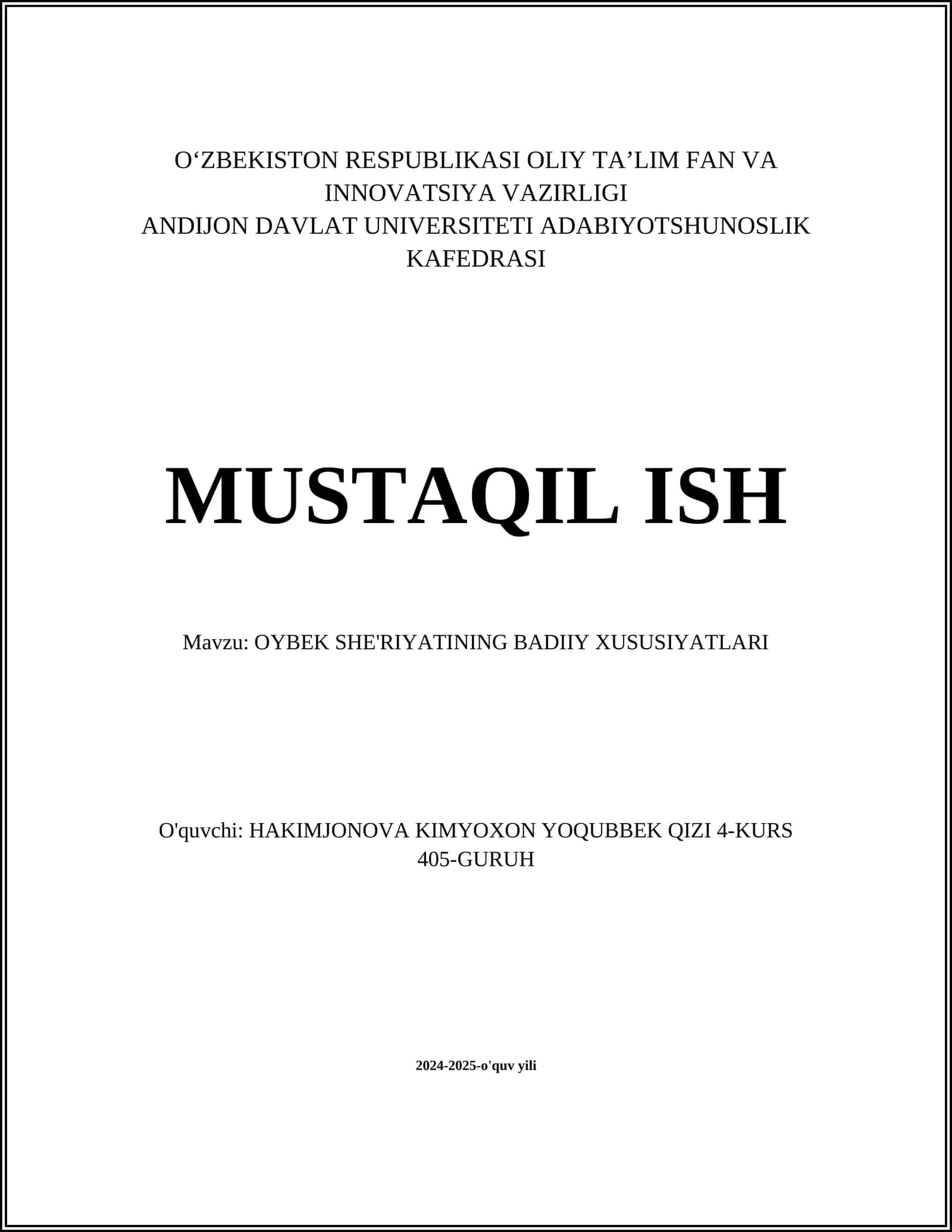 Oybek She'riyati 1
