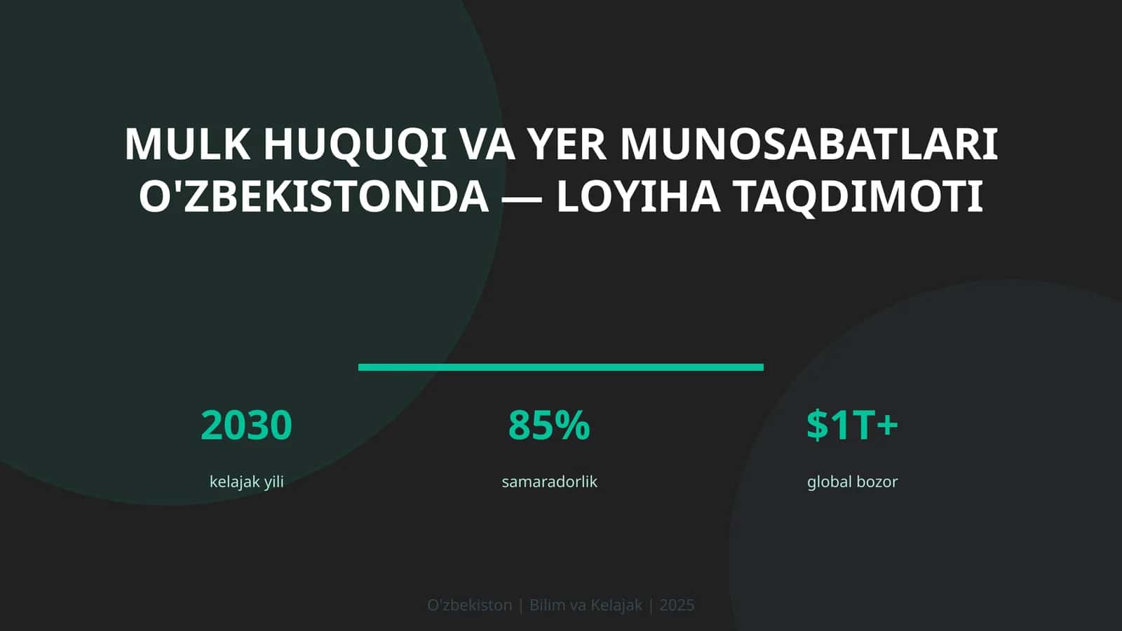 Mulk huquqi va yer munosabatlari O'zbekistonda — loyiha taqdimoti 1