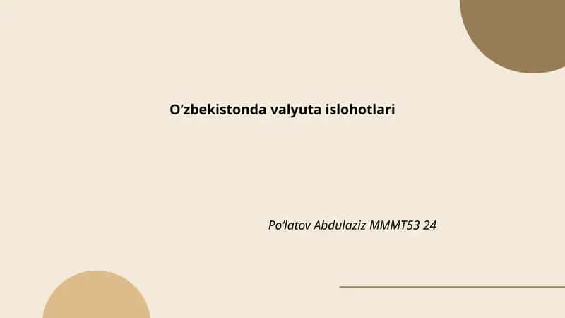 Valyuta Islohotlari 1
