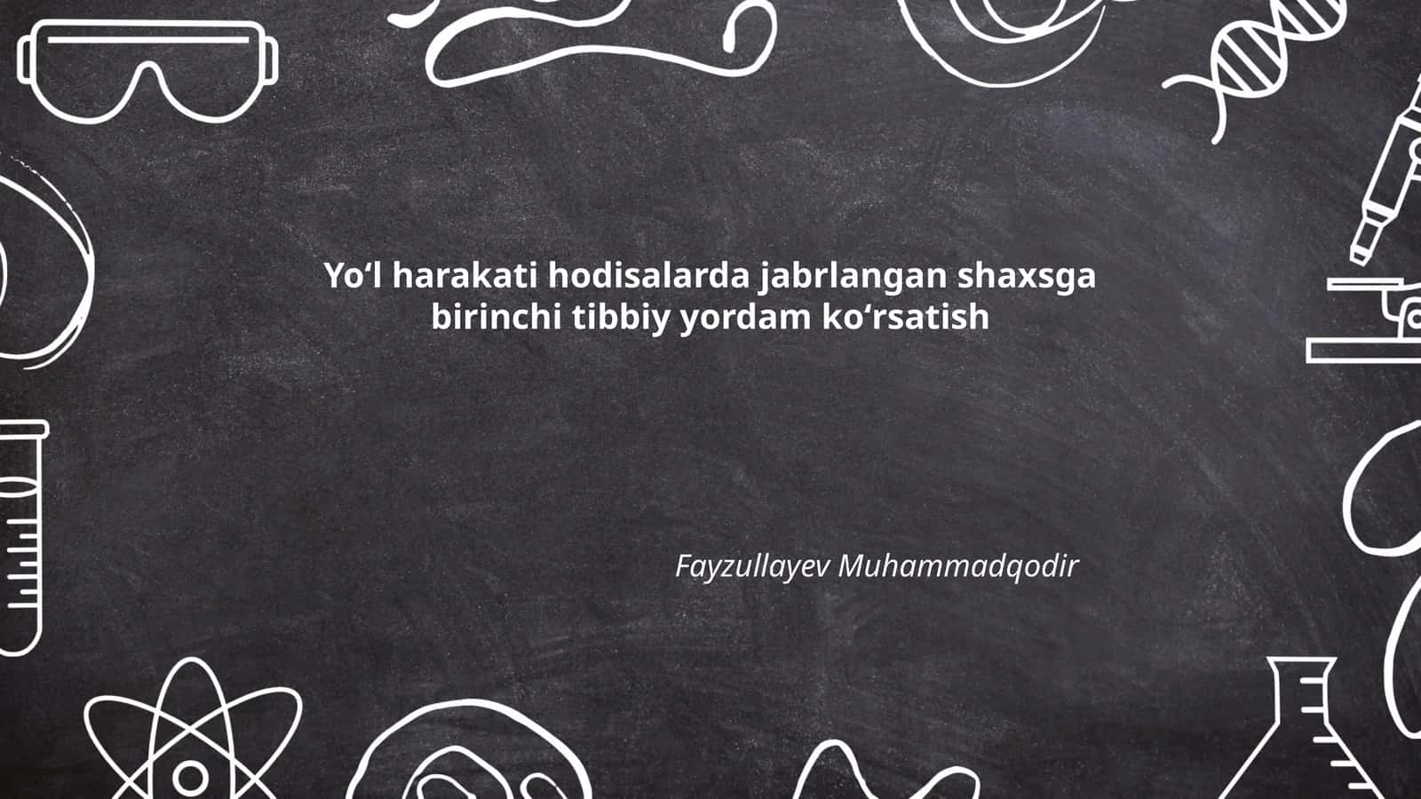 Yoʻl harakati hodisalarda jabrlangan shaxsga birinchi tibbiy yordam koʻrsatish 1