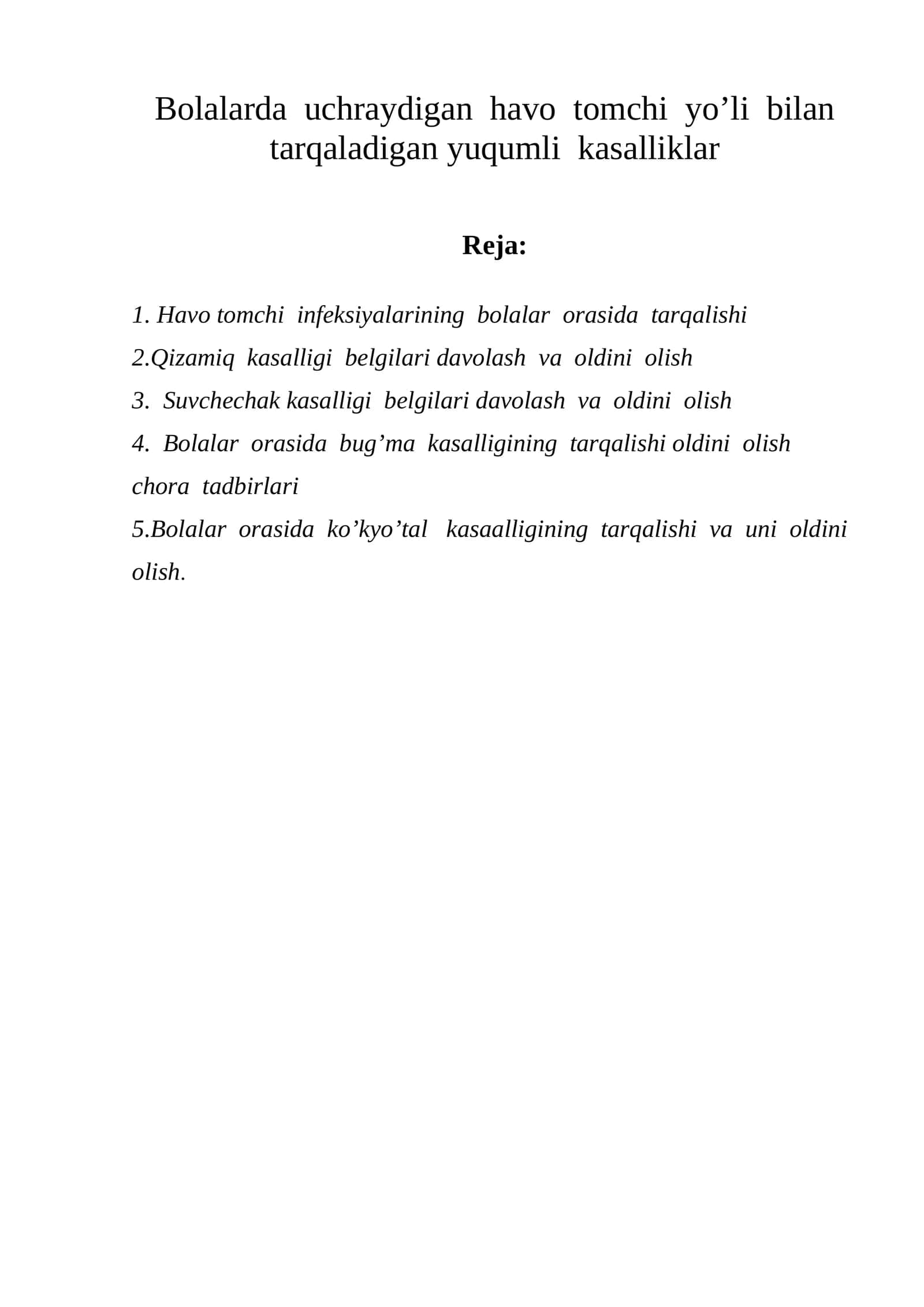 Bolalarda uchraydigan havo tomchi yo’li bilan tarqaladigan yuqumli kasalliklar 1