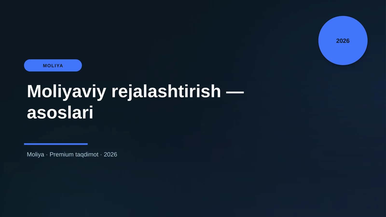 Moliyaviy rejalashtirish — asoslari 1