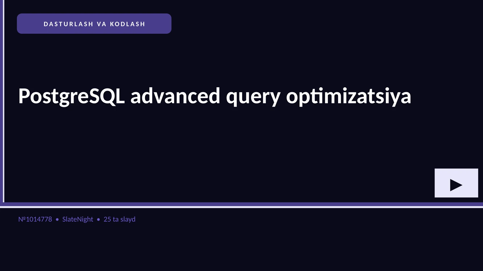 PostgreSQL advanced query optimizatsiya 1