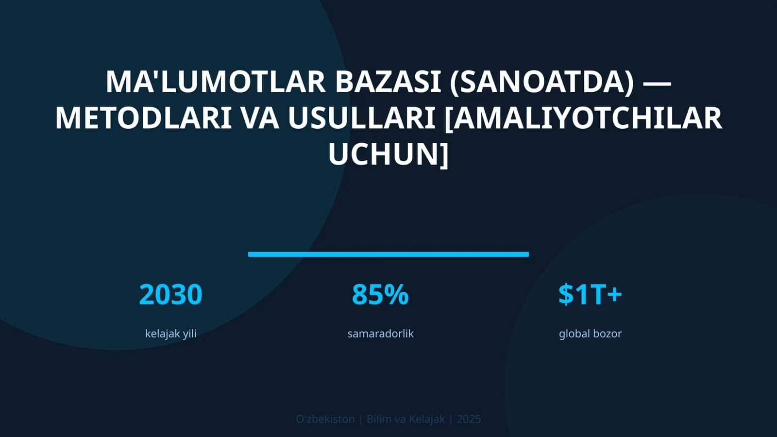 Ma'lumotlar bazasi (sanoatda) — metodlari va usullari [amaliyotchilar uchun] 1