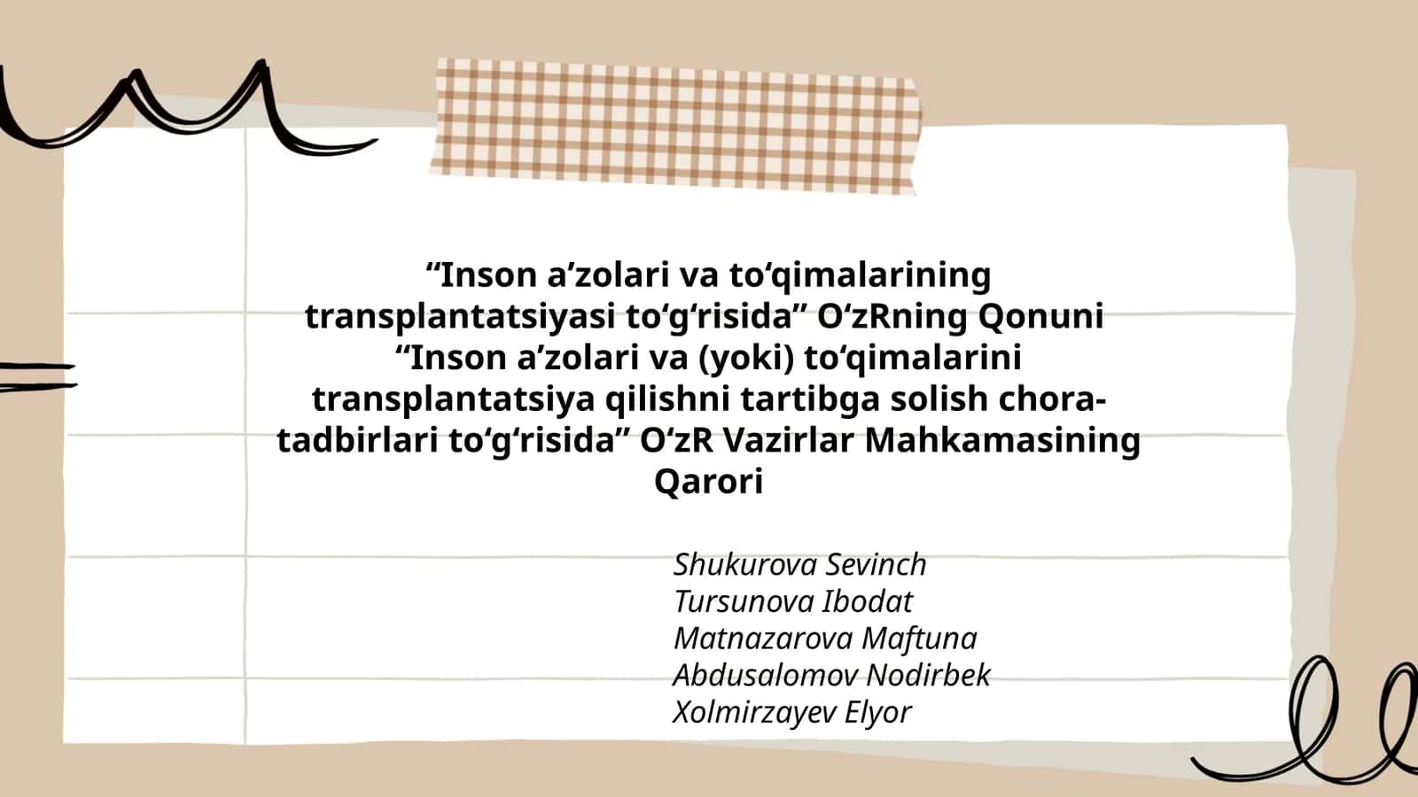 Inson a’zolari va to‘qimalarining transplantatsiyasi to‘g‘risida 1