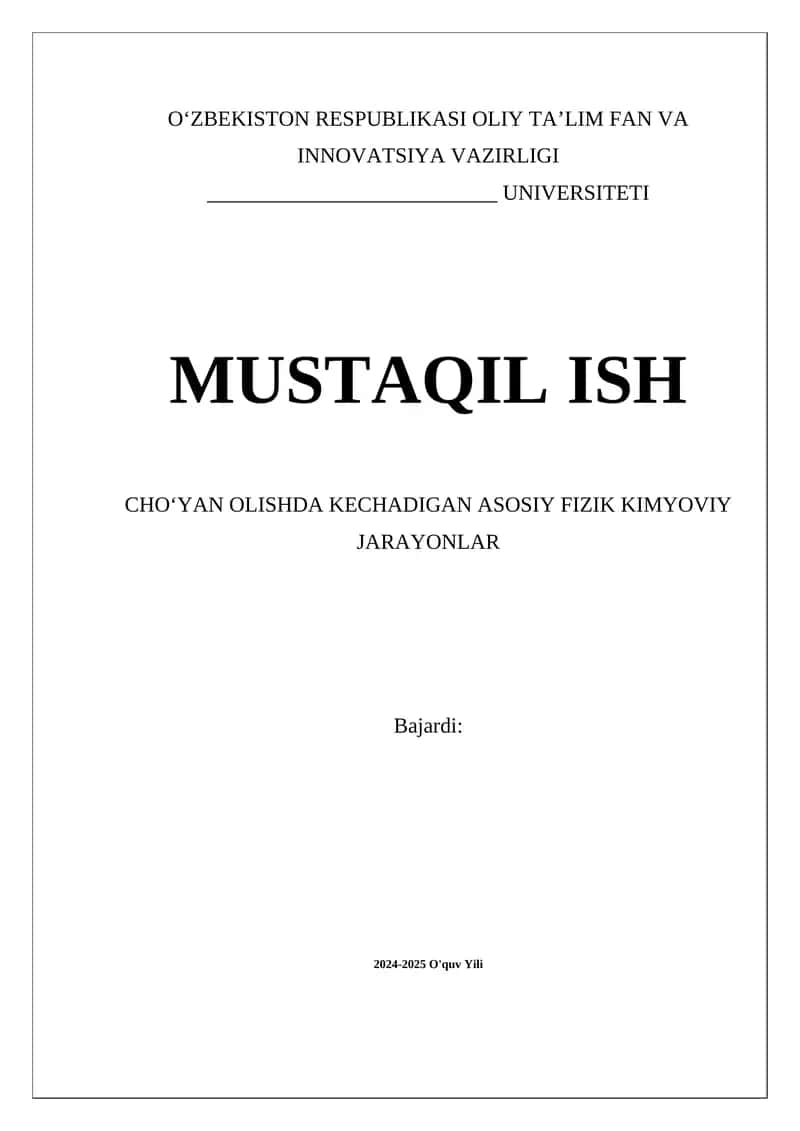 Cho‘yan Olishda Kechadigan Asosiy Fizik Kimyoviy Jarayonlar 1