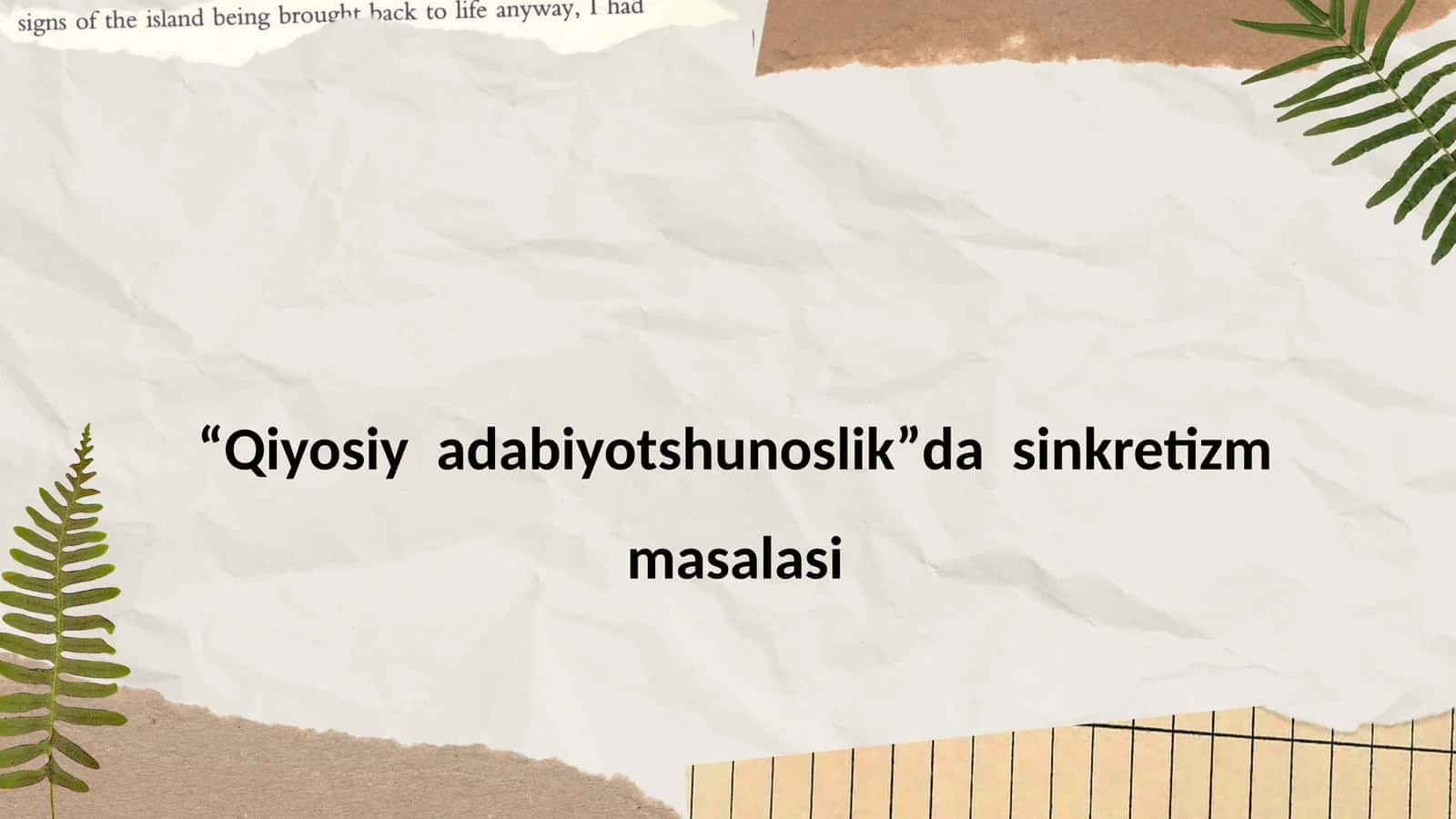 Qiyosiy adabiyotshunoslikda sinkretizm masalasi 1