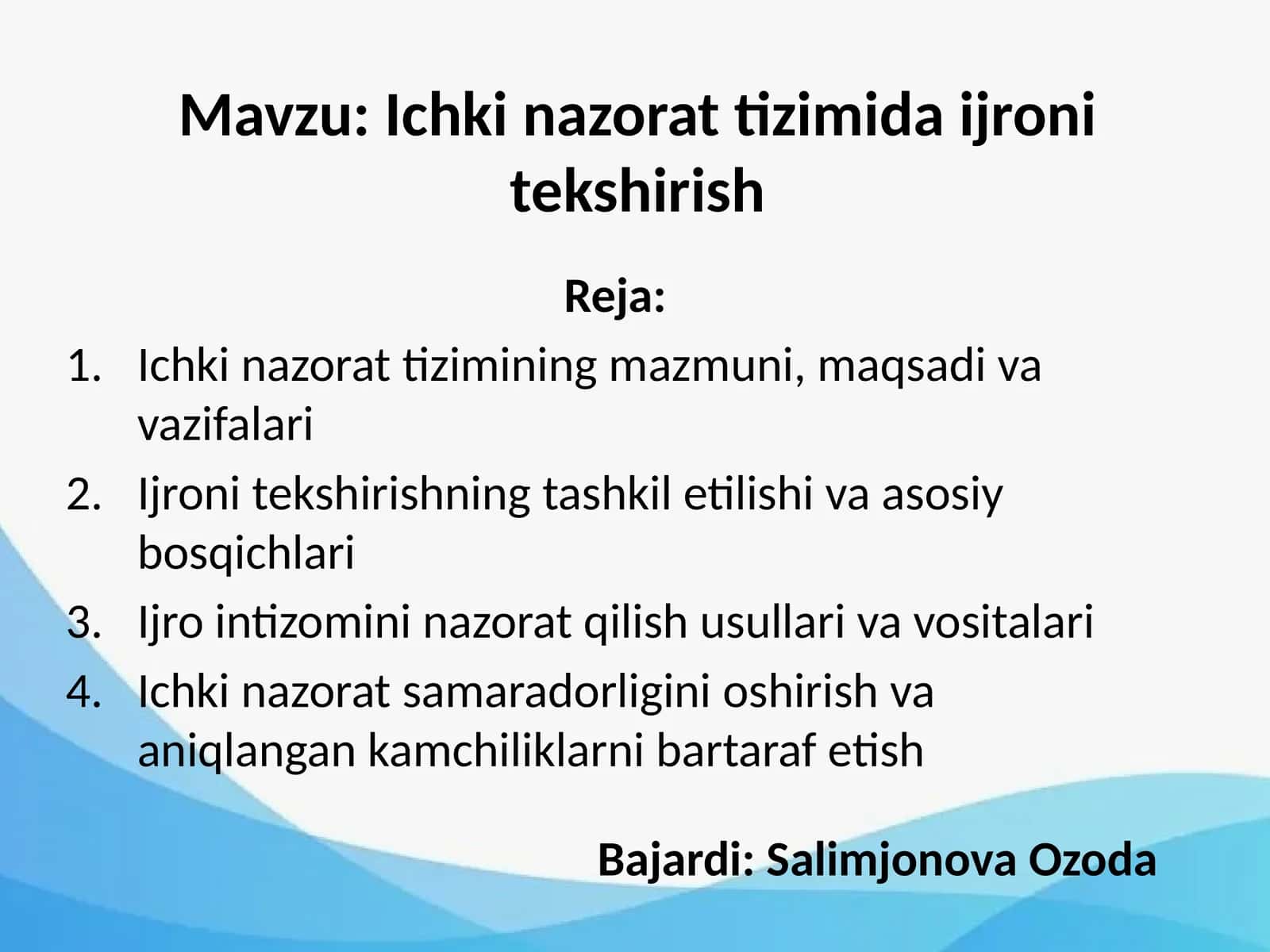 Ichki nazorat tizimida ijroni tekshirish 1