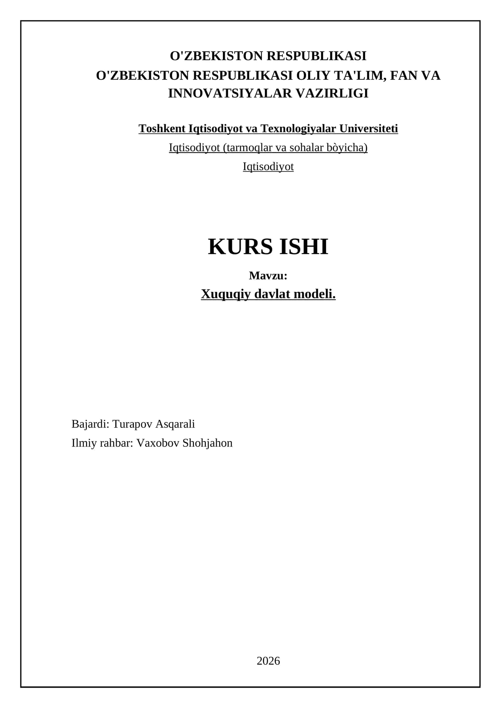 Xuquqiy davlat modeli 1