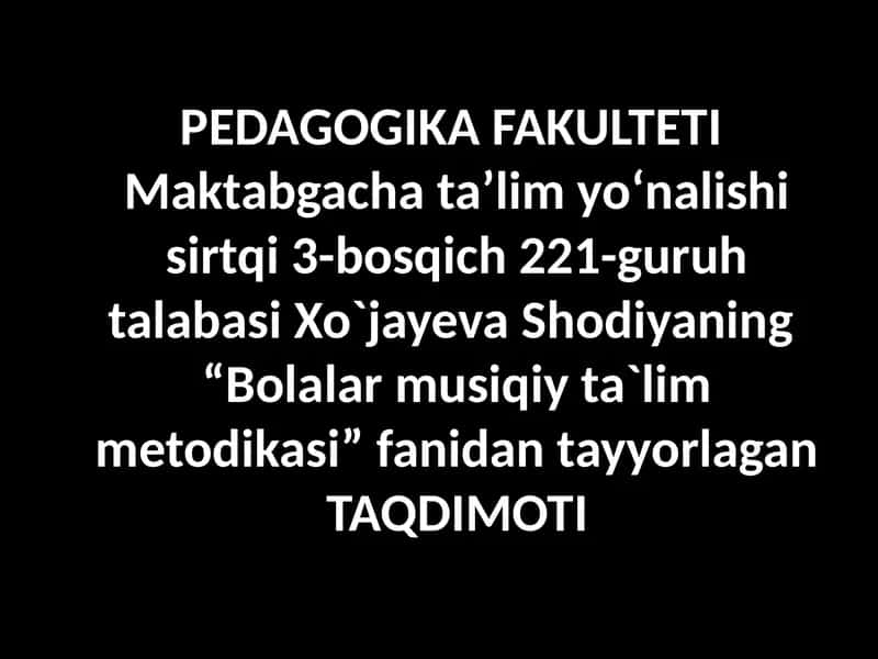 Musiqiy faoliyat turlari 1