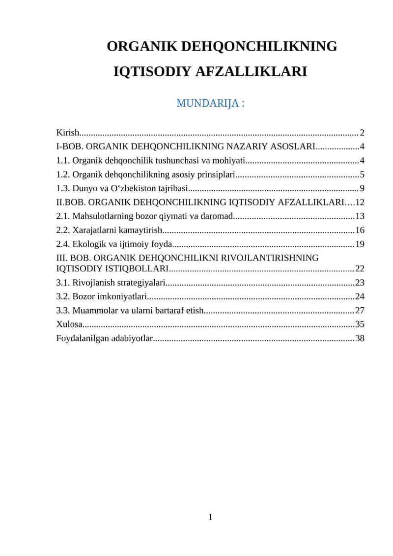 ORGANIK DEHQONCHILIKNING IQTISODIY AFZALLIKLARI 1