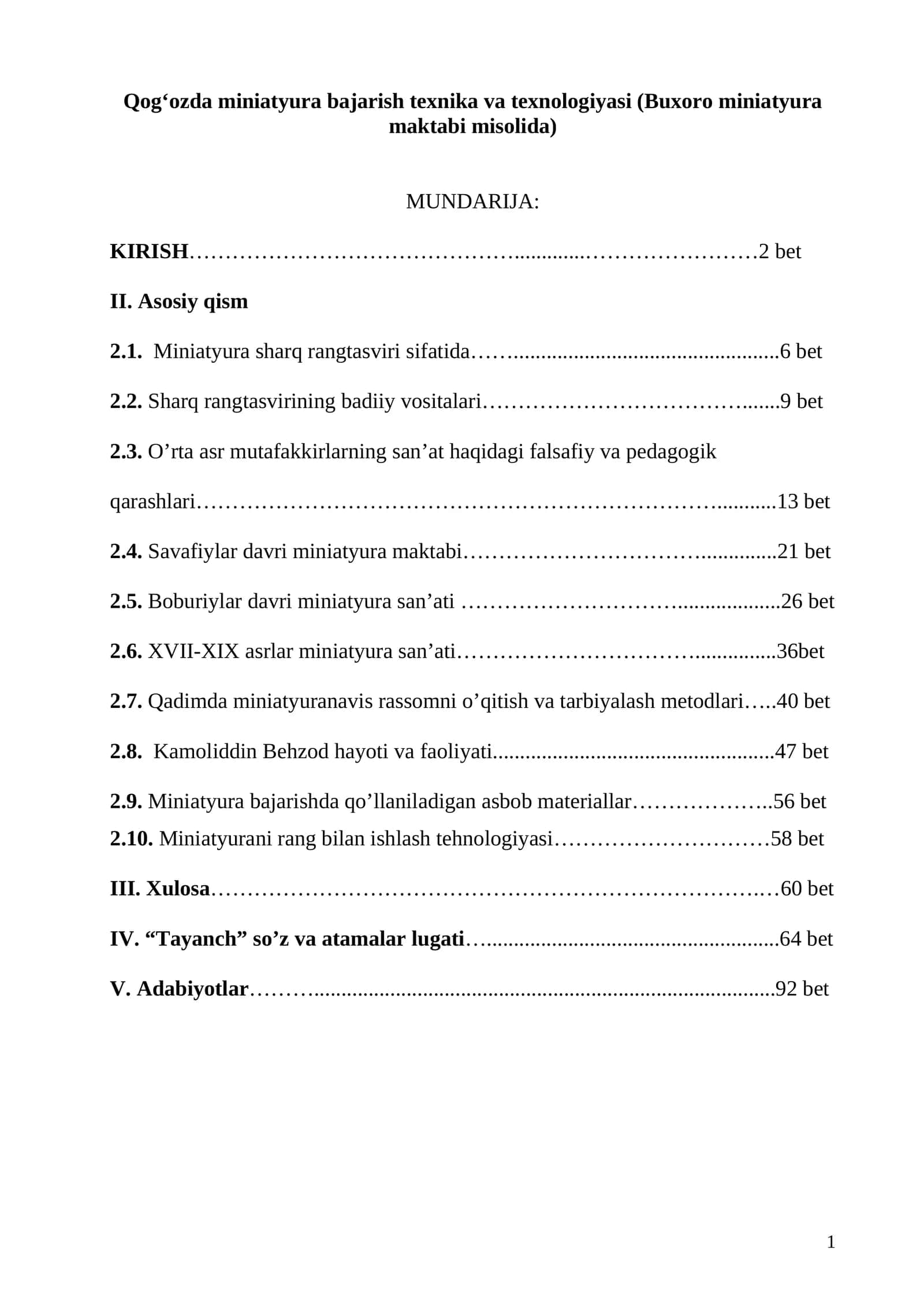 Qog‘ozda miniatyura bajarish texnika va texnologiyasi (Buxoro miniatyura maktabi misolida) 1