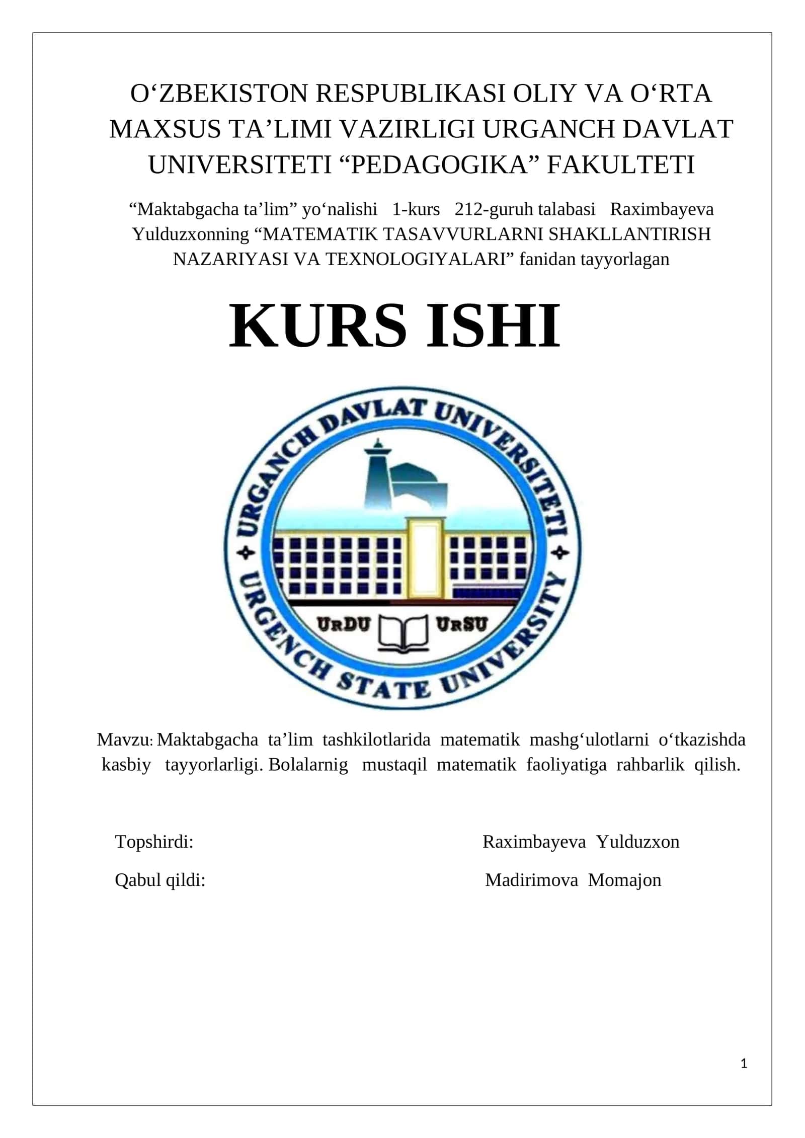 MATЕMATIK TASAVVURLARNI SHAKLLANTIRISH NAZARIYASI VA TEXNOLOGIYALARI 1