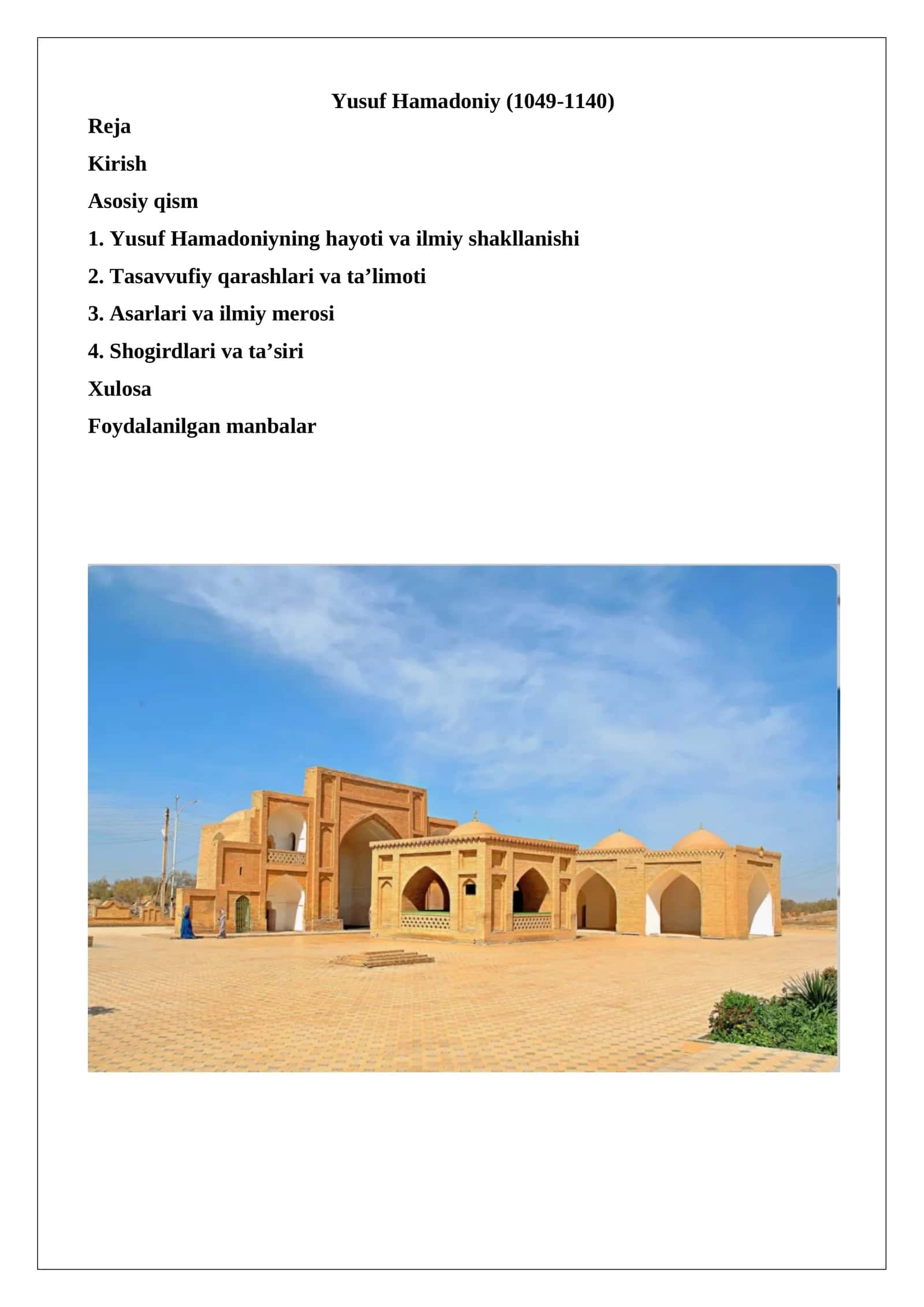 Yusuf Hamadoniy (1048/1049–1140) 1
