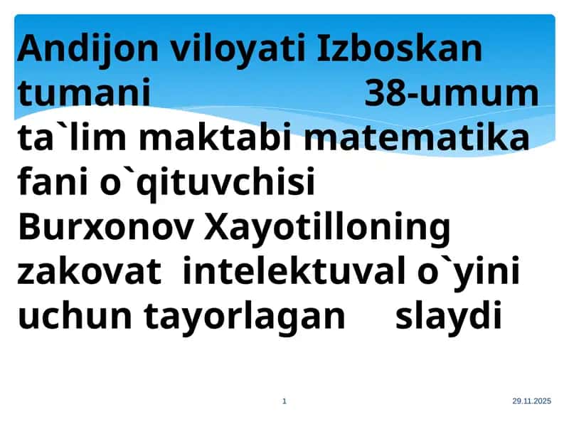 Matematika fanini o'qitish 1