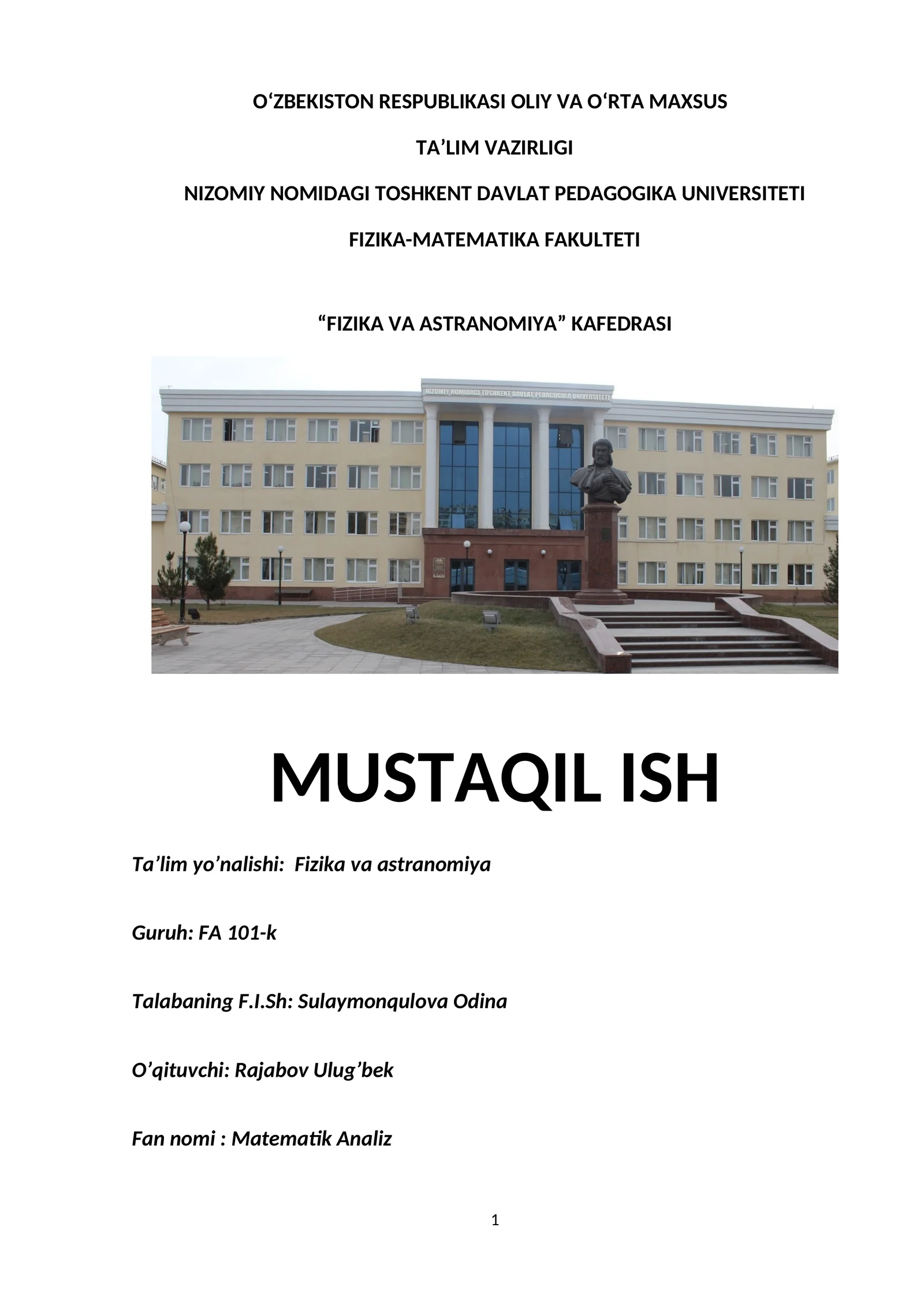 Matematik Analiz 1