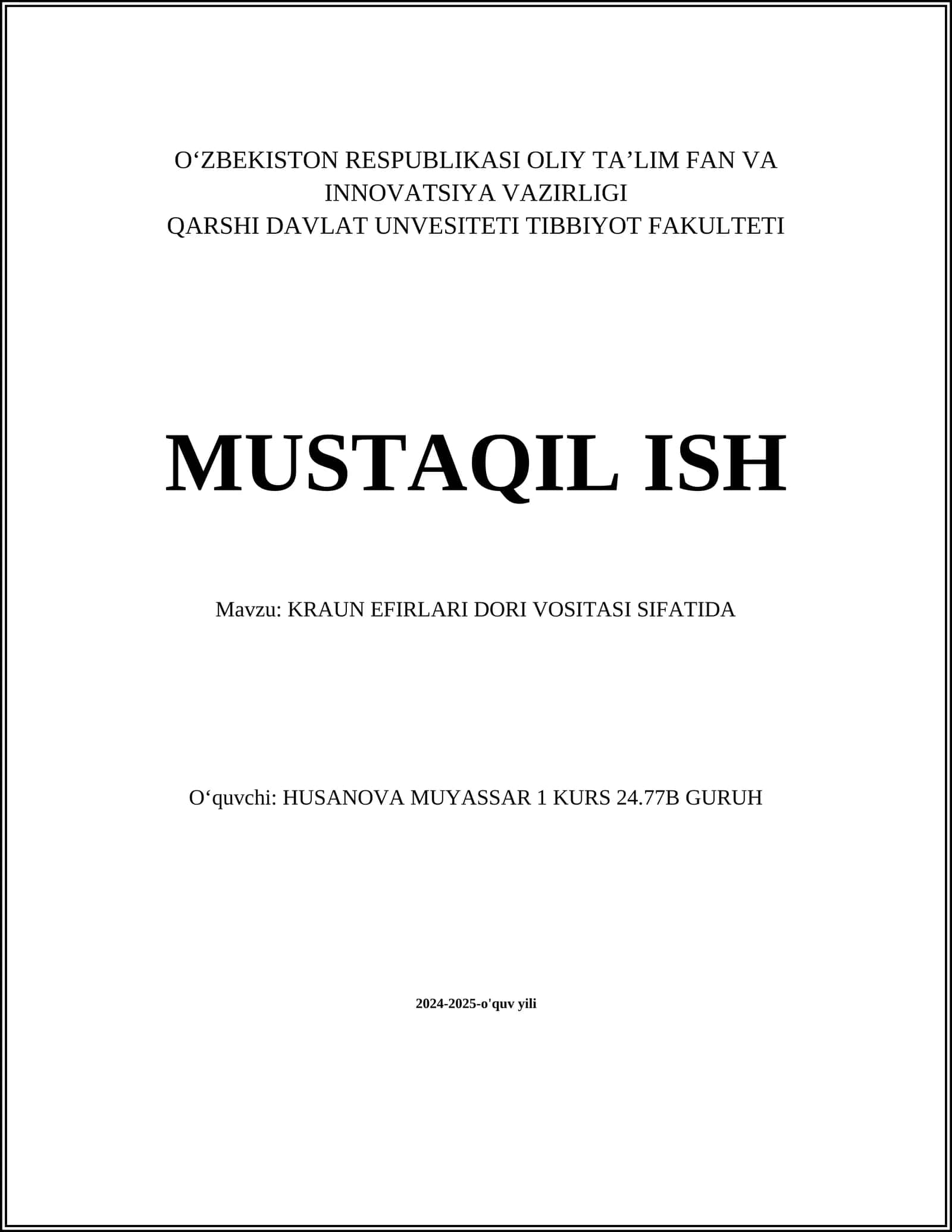 Kraun efirlari dori vositasi sifatida 1