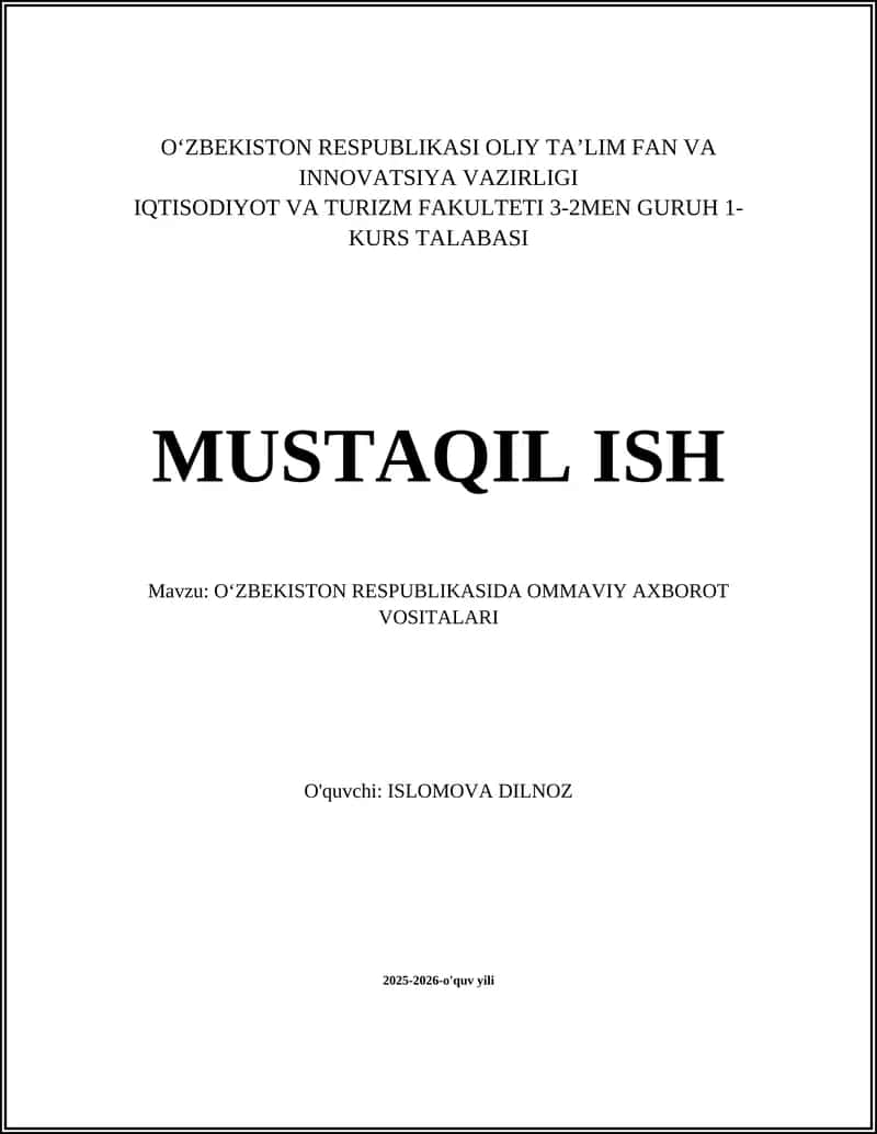 Oʻzbekistonda ommaviy axborot vositalari 1