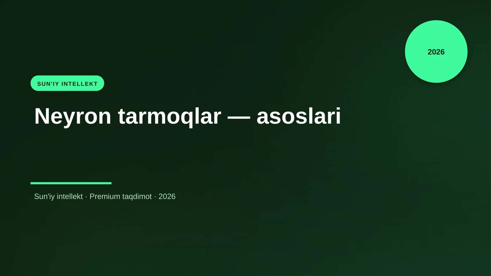 Neyron tarmoqlar — asoslari 1