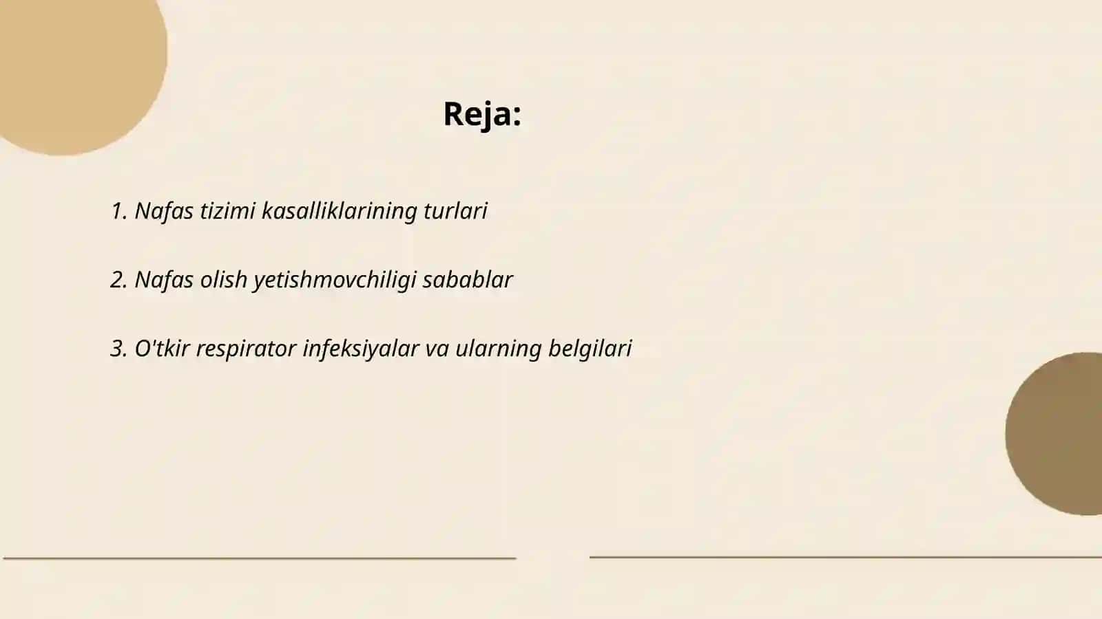 Nafas tizimi kasalliklari. Nafas tizimi kasalliklari bilan kasallangan bemorlarni parvarishi va ularni nazorati 2