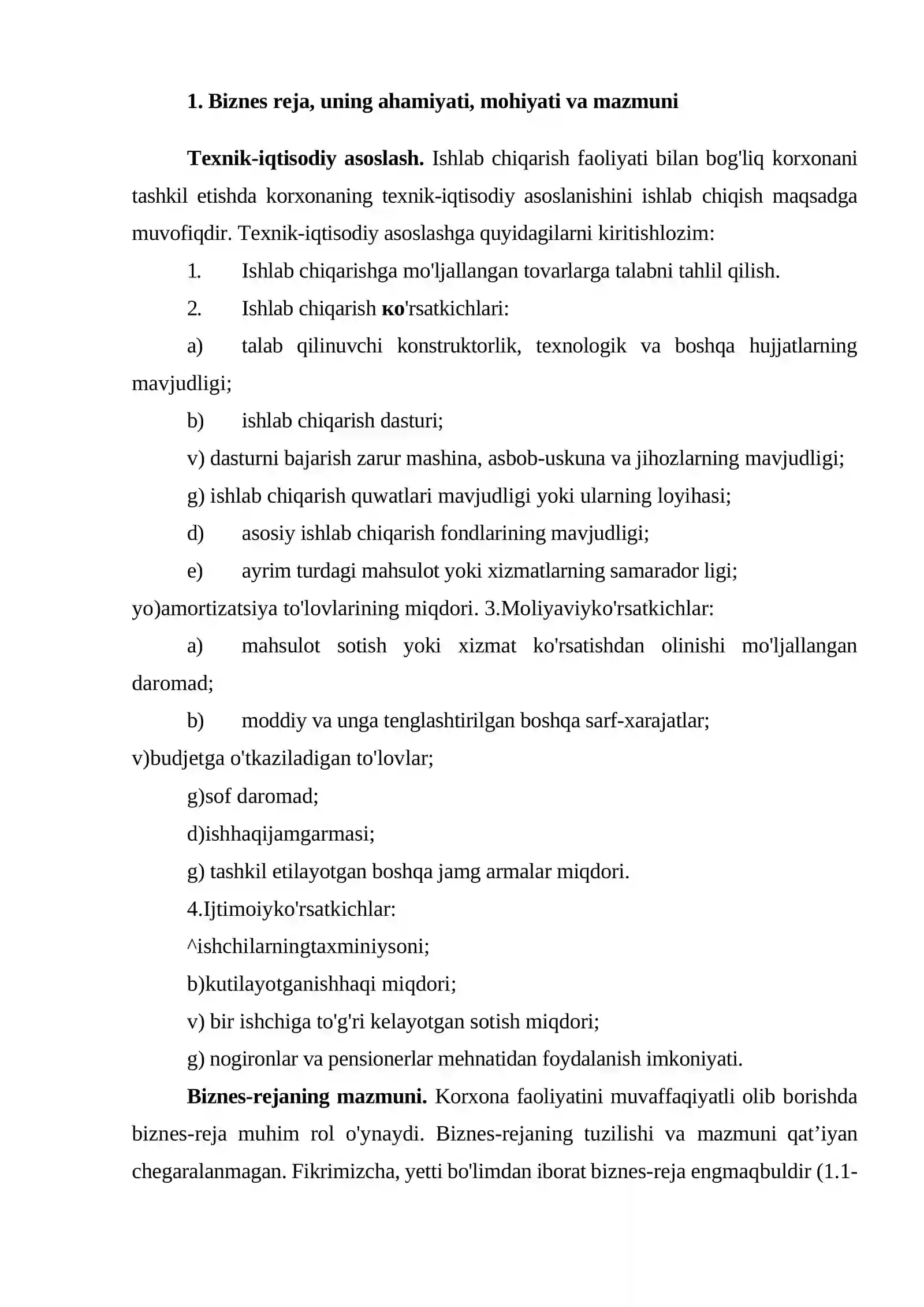 Kichik biznes va tadbirkorlik faoliyatini rejalashtirish 2