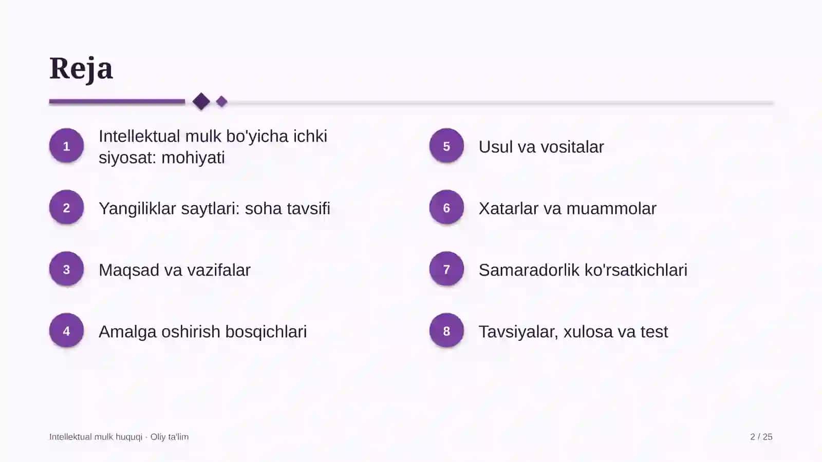 yangiliklar saytlarida intellektual mulk bo'yicha ichki siyosatni ishlab chiqish 8662 2