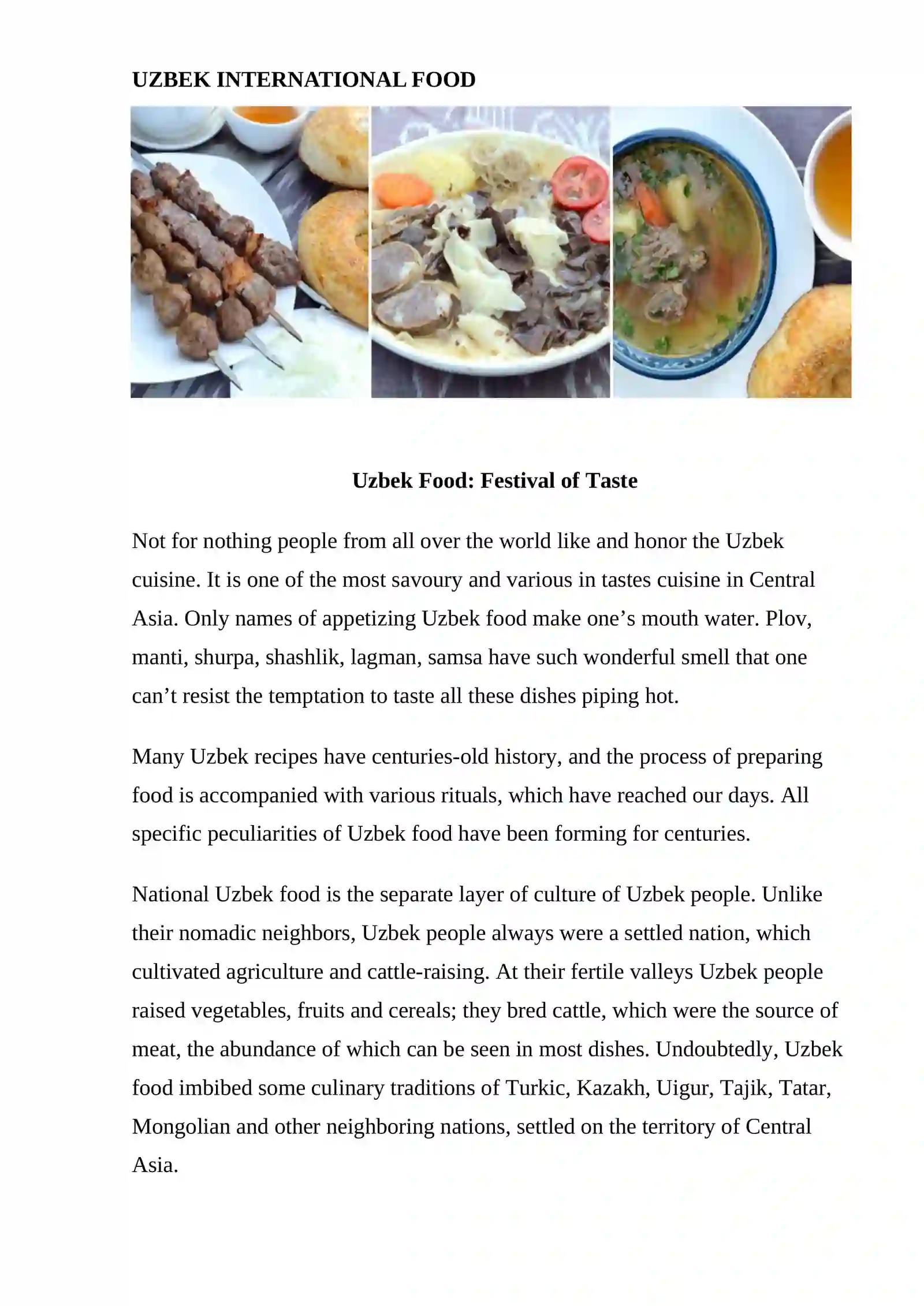 Uzbek Food: Festival of Taste 2