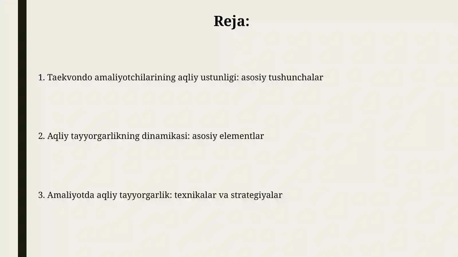 Taekvondochini psixik ustunligi va tayyorgarligiga tushuncha.Psixiktayyorgarlikdinamikasi 2
