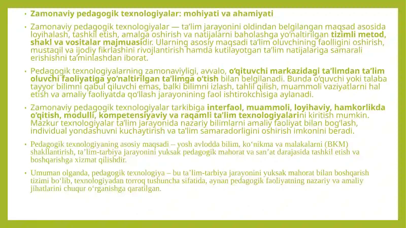 Zamonaviy pedagogik texnologiyalar: mohiyati va ahmiyati 2