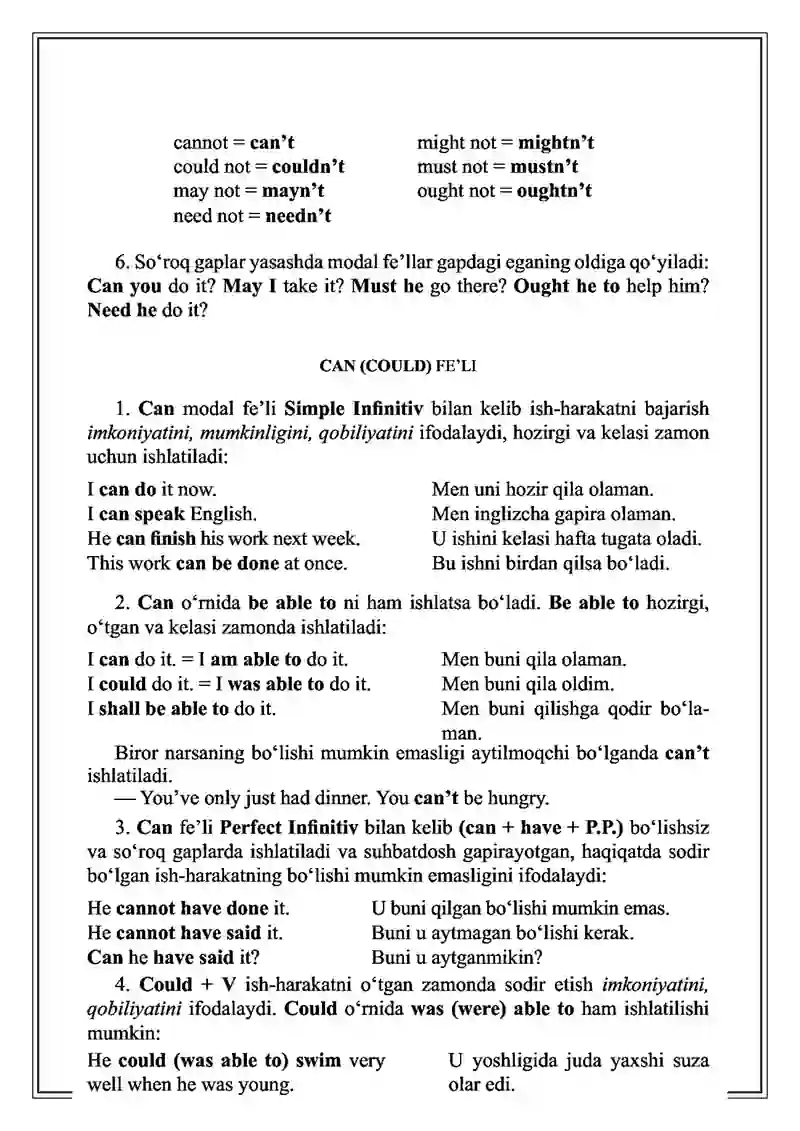 Modal fe’llar (Modal verbs) 2