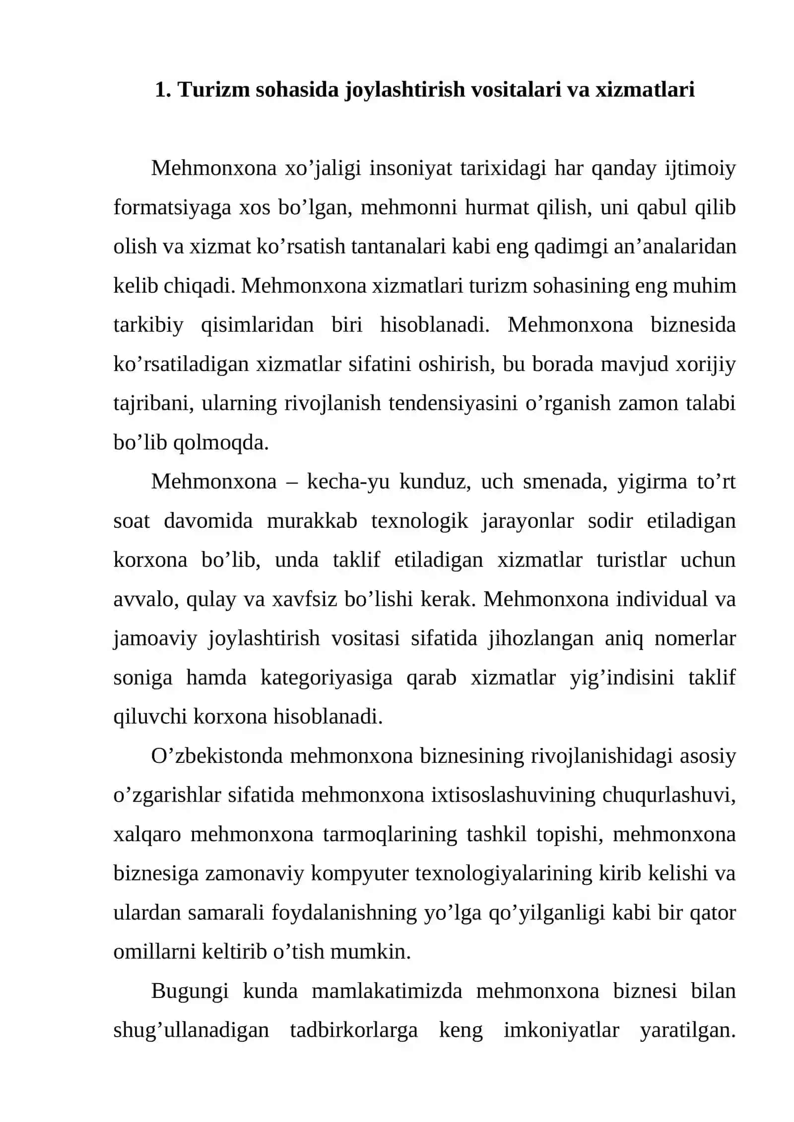 Turizm sohasida joylashtirish xizmatlari 2
