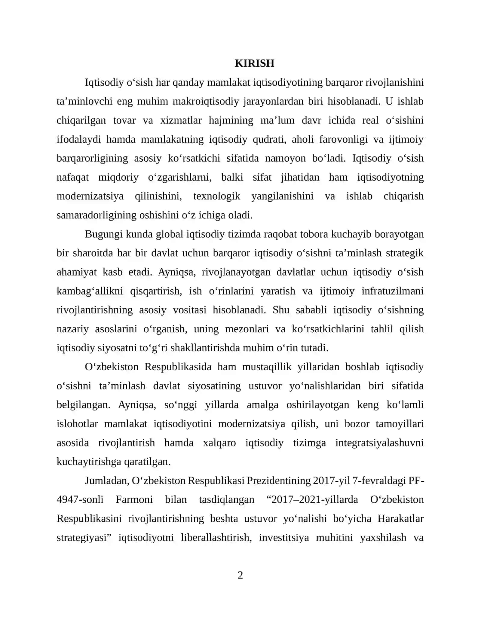Iqtisodiy oʻsish uning mezoni va uning koʻrsatkichlari 2