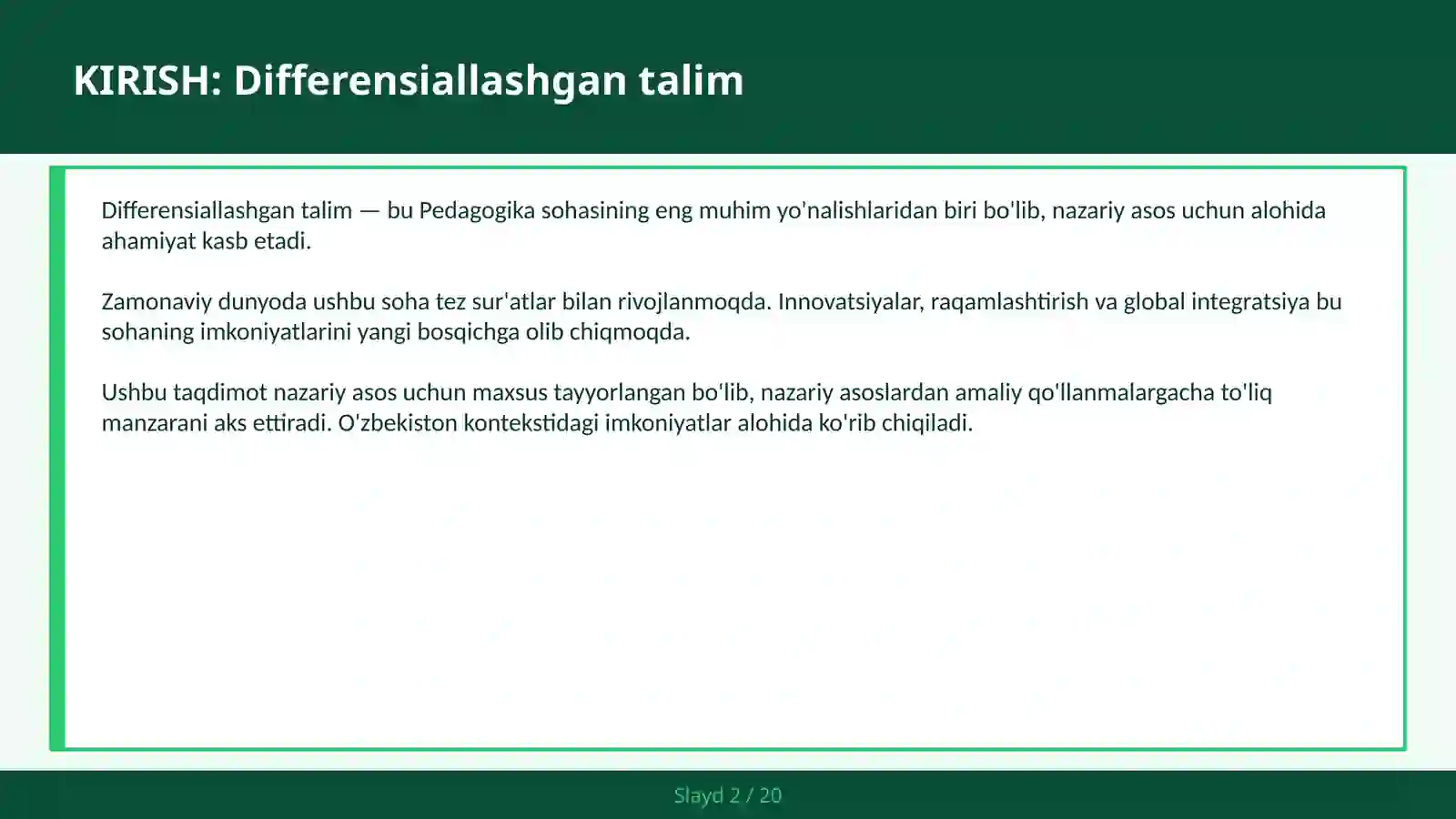 Differensiallashgan talim 2