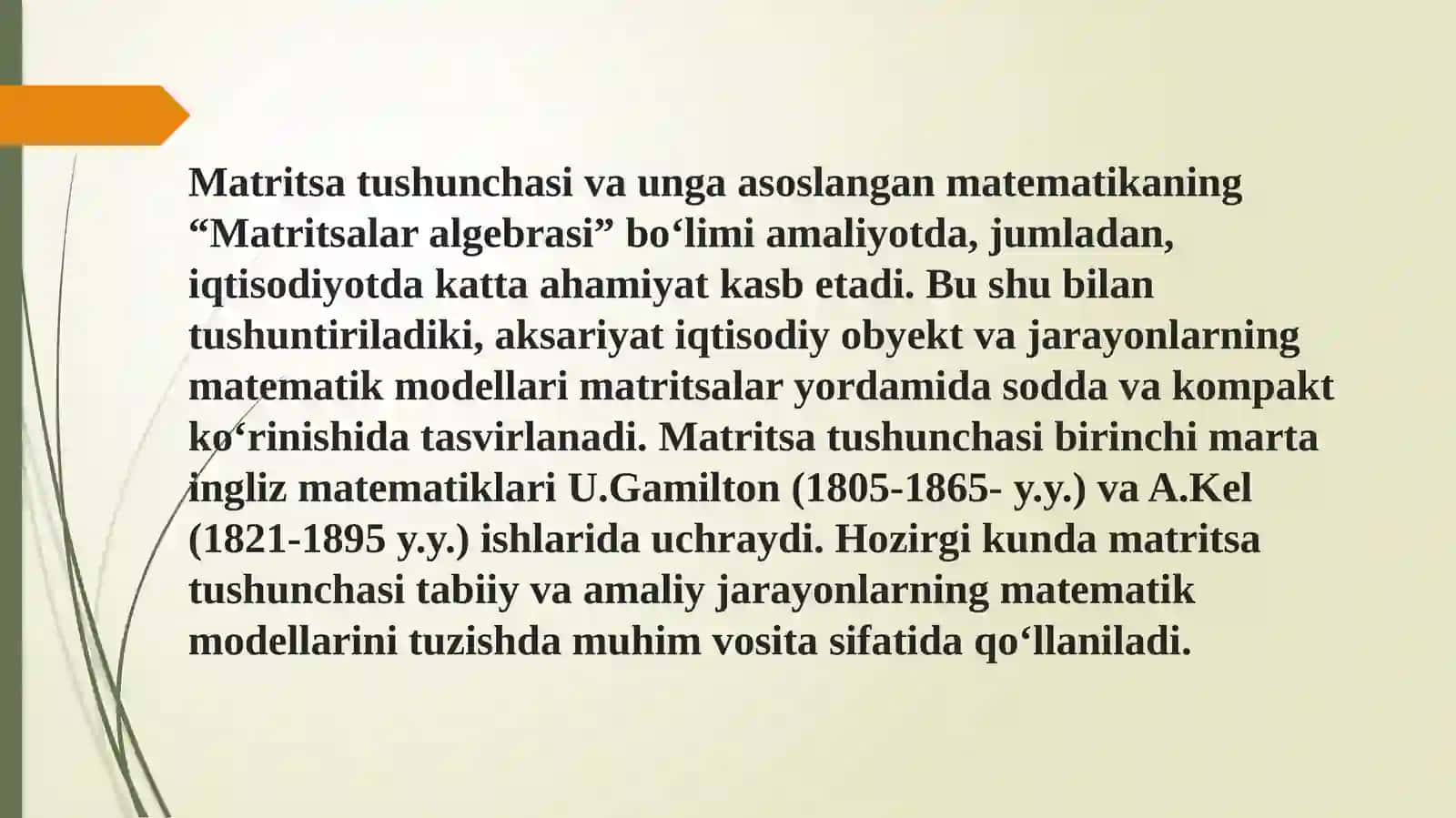 TERKASIRI MATRITSANI ANIQLASHDA EXCEL DASTURIDAN FOYDALANISH 2