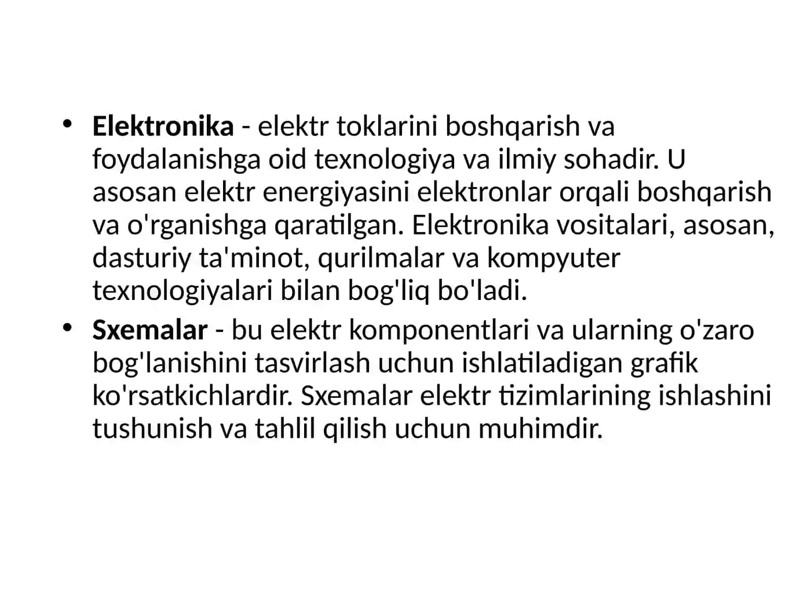Elektronika va elektr texnologiyasi 2
