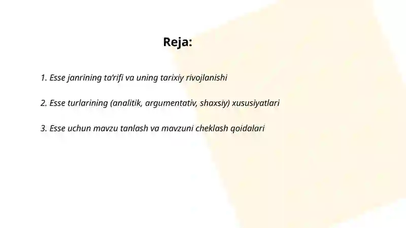 Esse janri va uning xususiyatlari 2